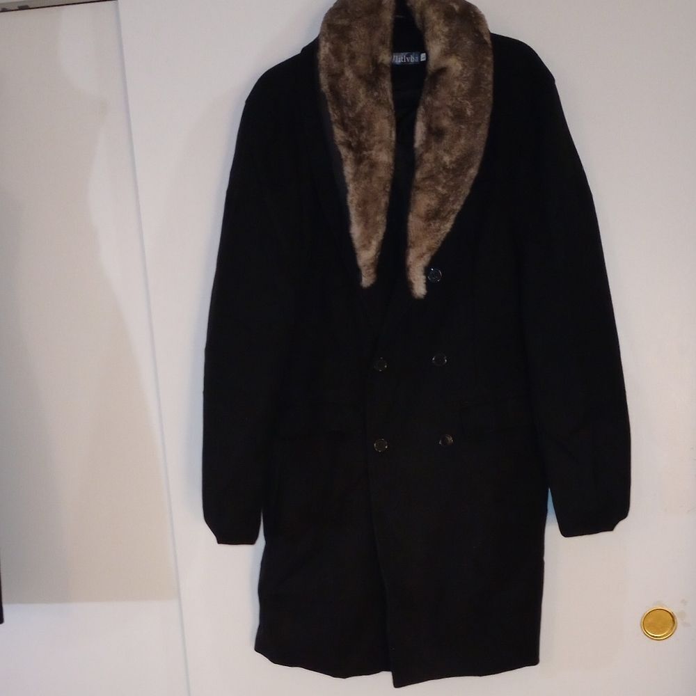 🆕🧥Faux Fur Collar Peacoat - Black, Sz L